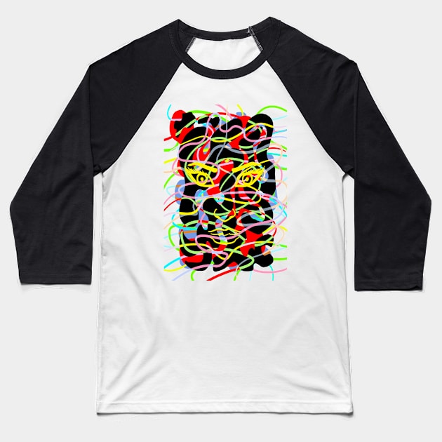 Abstract Color Art Baseball T-Shirt by Ricky Uwoow